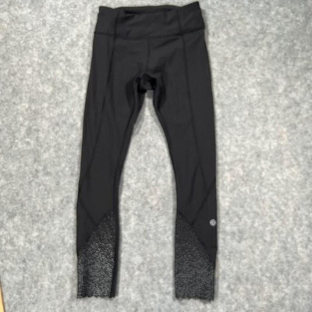 Lululemon Leggings Womens Size 4 Black Reflective Ankle Running Pants Athletic